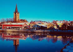 Blick auf Mariestad am Vänersee in Schweden