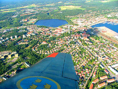 Blick auf Hudiksvall in Hälsingland, Provinz Gävleborgs län in Schweden
