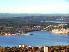 Blick auf Sundsvall, Medelpad, Västernorrland, Schweden