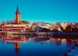 Blick auf Mariestad am Vänersee in Schweden